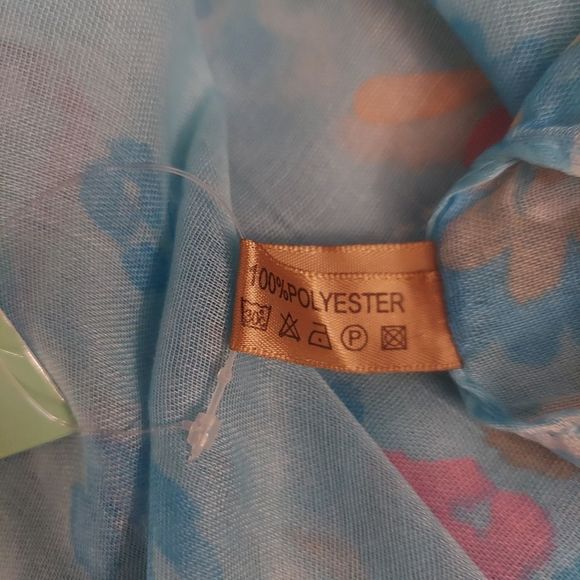 Aqua Floral Lightweight Infinity Scarf NWT - Picture 4 of 7